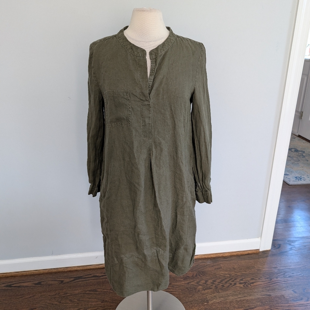 Women's Sundance Green Linen Shift Dress Small